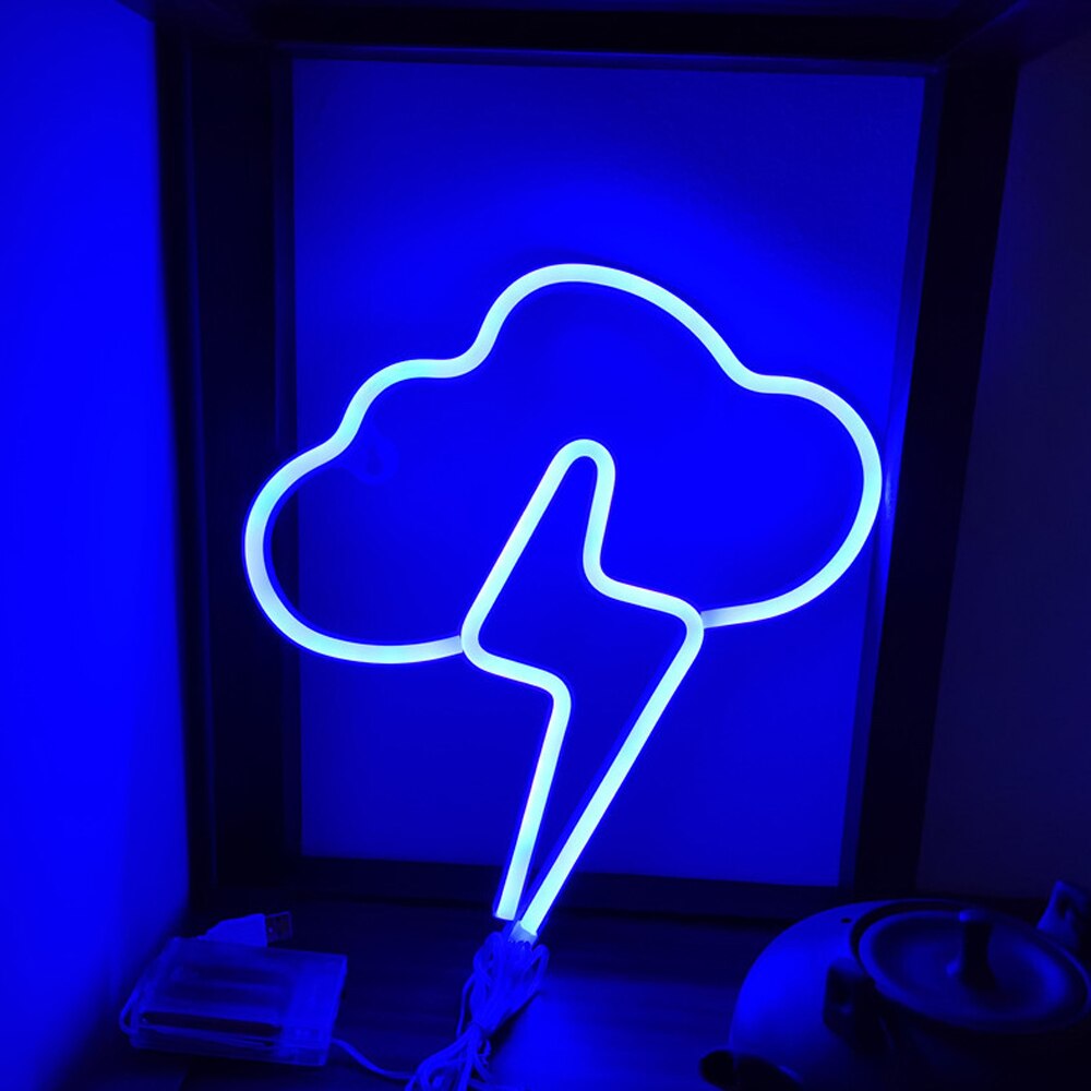 Lightning Bolt LED Neon Sign Flash Neon Light Hanging Wall Lamp Room Decor Light Wall Decor for Home Wedding Party Decorations: green