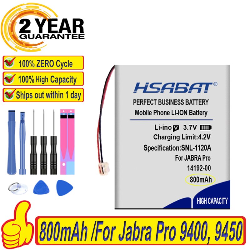Batería AHB412434PJ para Jabra Pro 800, 14192, 9400, 9450, 9460, 9465, 9470