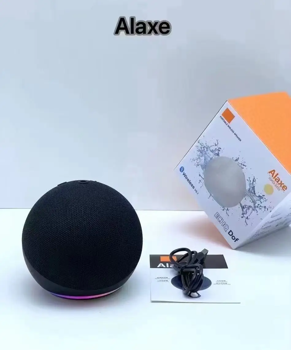 Kleine bluetooth speaker echo dot 5th draadloze bluetooth mini-luidspreker voor buiten, subwoofer voor thuis: Zwart