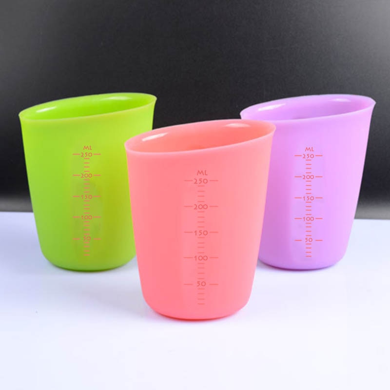 250ML Measuring Cup Visual Double-scale Kitchen Measuring Tools Silicone Food Grade Semi-permeable Cooking Accessories