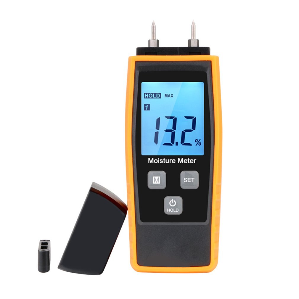 Fugtmåler, digital lcd fugtdetektor, træ mursten fugtighed campingvogn tester sort-orange