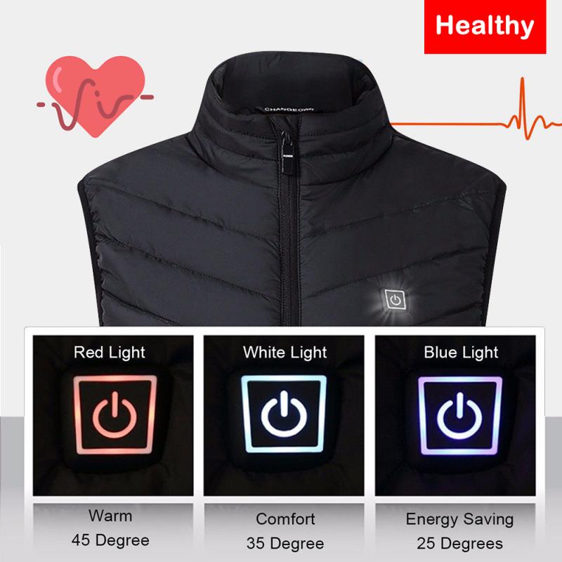 Unisex Electric Heating Pad Battery Heating Sleeveless Vest Winter Heated Outdoor Travel Jacket USB Rechargeable Heating Pad