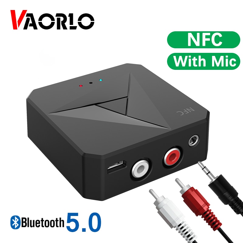 Vaorlo Nfc Draadloze Zender Ontvanger 2 In 1 Bluetooth 5.0 Adapter Met Microfoon 3.5Mm Aux Stereo Muziek Voor Hoofdtelefoon tv