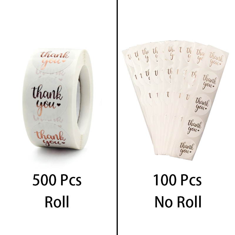 100-500Pcs 1inch Thank You Stickers Aesthetic Black Gold Foil Sticker Roll for Envelope Wedding Bake Stationery Seal Lable 2.5cm