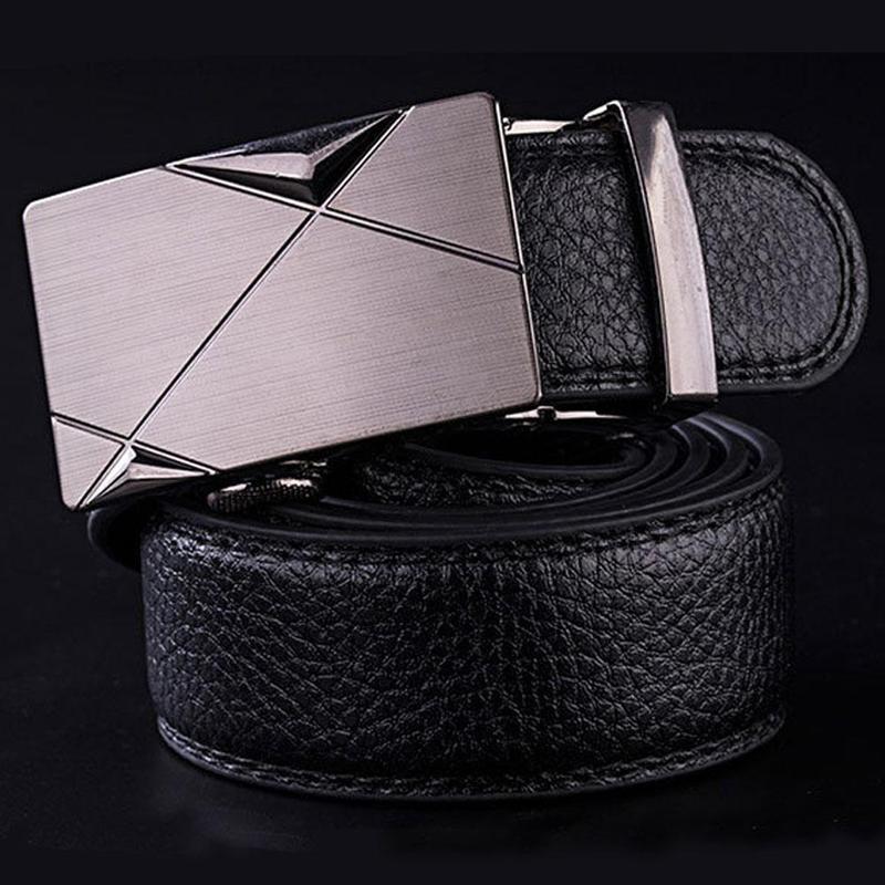 1 Pcs Men's PU Belt Automatic Buckle Buckle Belt Belt Leather Metal Buckle Belt Men's Automatic Buckle Belt