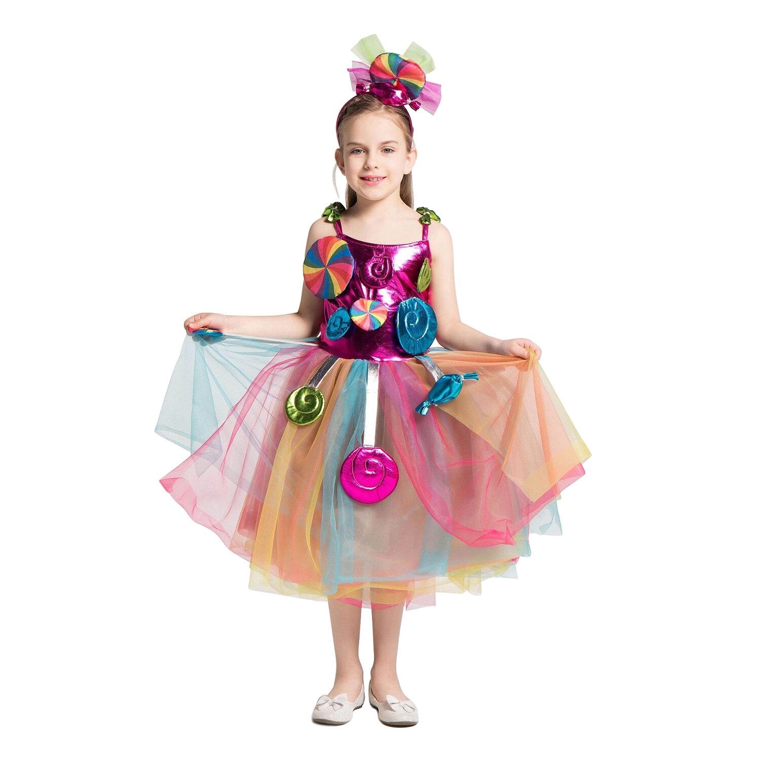Meisjes Snoep Kleur Jurk Regenboog Lolly Vorm Modeling Leuke Kostuums Verjaardagscadeautjes Party Kinderen Kleding Zomer Jurken: Girls Candy Dress 1 / 7-8T