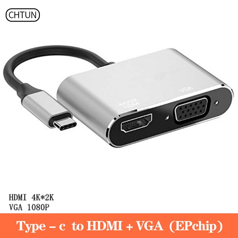 Chtun Type C Naar Hdmi Vga Dock Usb C Converter Apple Notebook Naar Hdmi Adapter