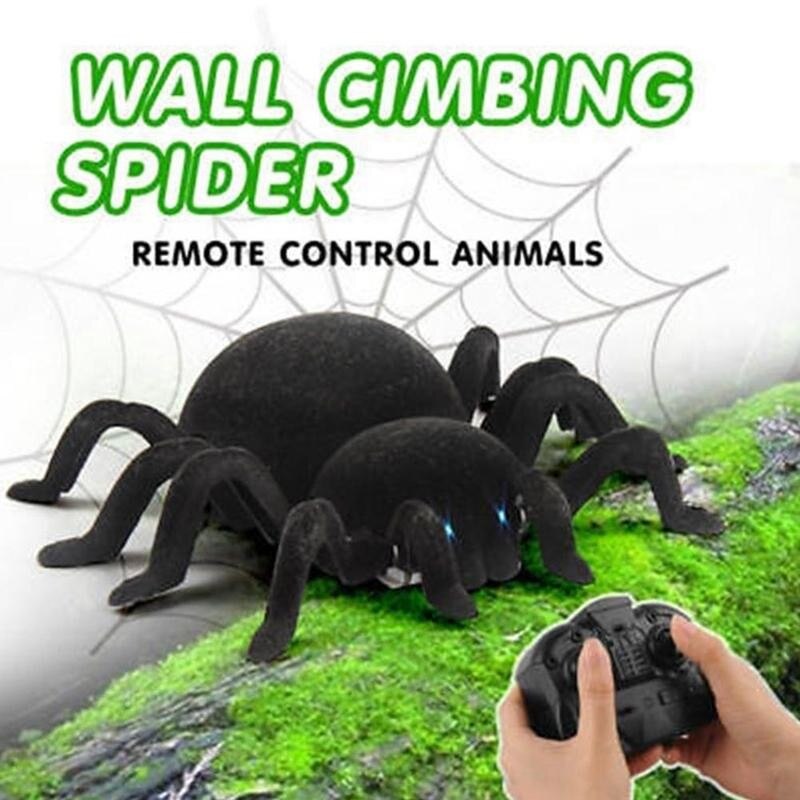 Remote Control Simulation Spider Scary Trick Toy RC Prank Spider Animal Remote Climbing Wall Control Halloween Toy Sp C5X8