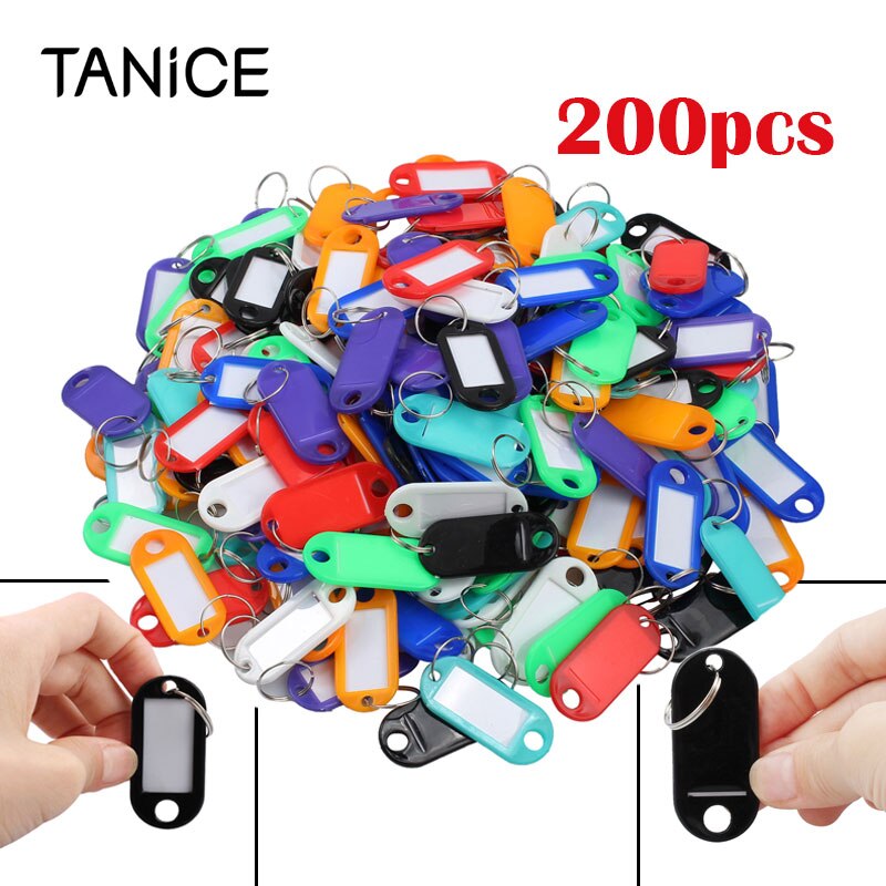 Tanice 200 stuks plastic mix kleur sleutel identificatielabels labels met sleutelring splitringen merk bagage kleding identificatielabels labels 5cm*2.2cm