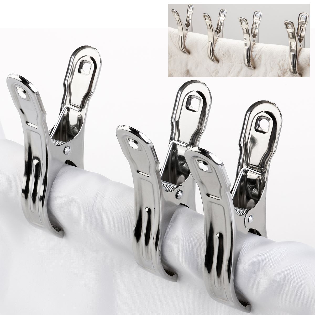 6-delige Handdoekklemmen Kleerhangers Roestvrijstalen Wasclip Winddichte Clips Opknoping Wasknijpers Handdoeken Tang (Willekeurig Patroon)