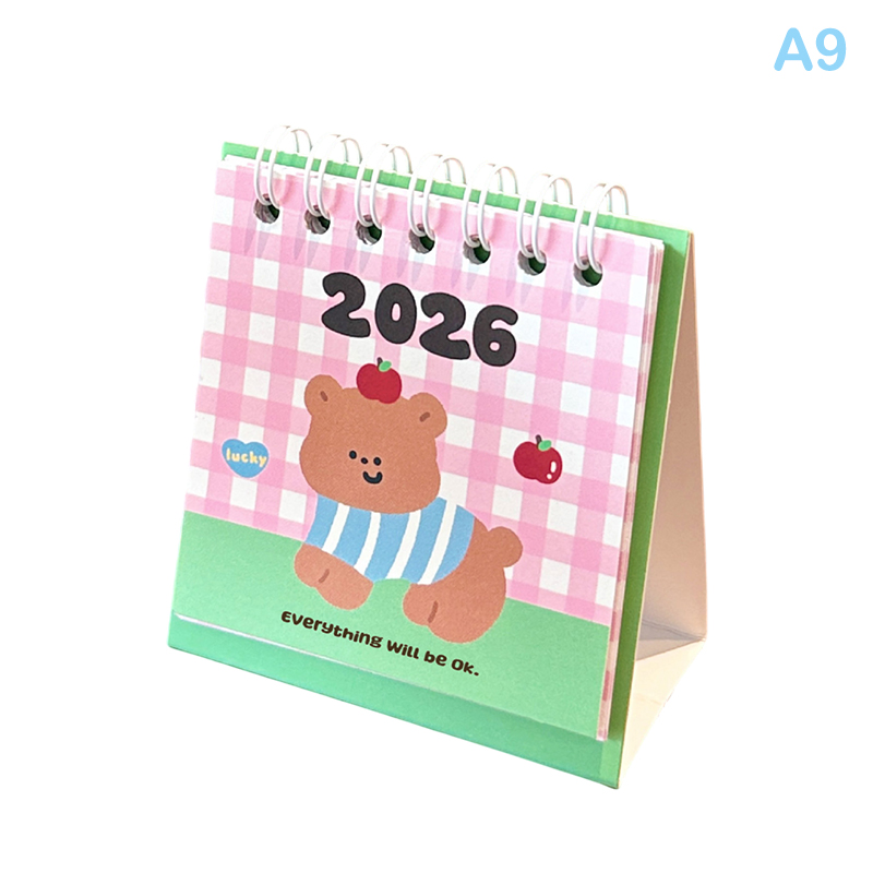 Horse Year Mini Desk Calendar Cartoon Portable Coil Monthly Calendar Planner Office And Home Decor Year'S: Burgundy