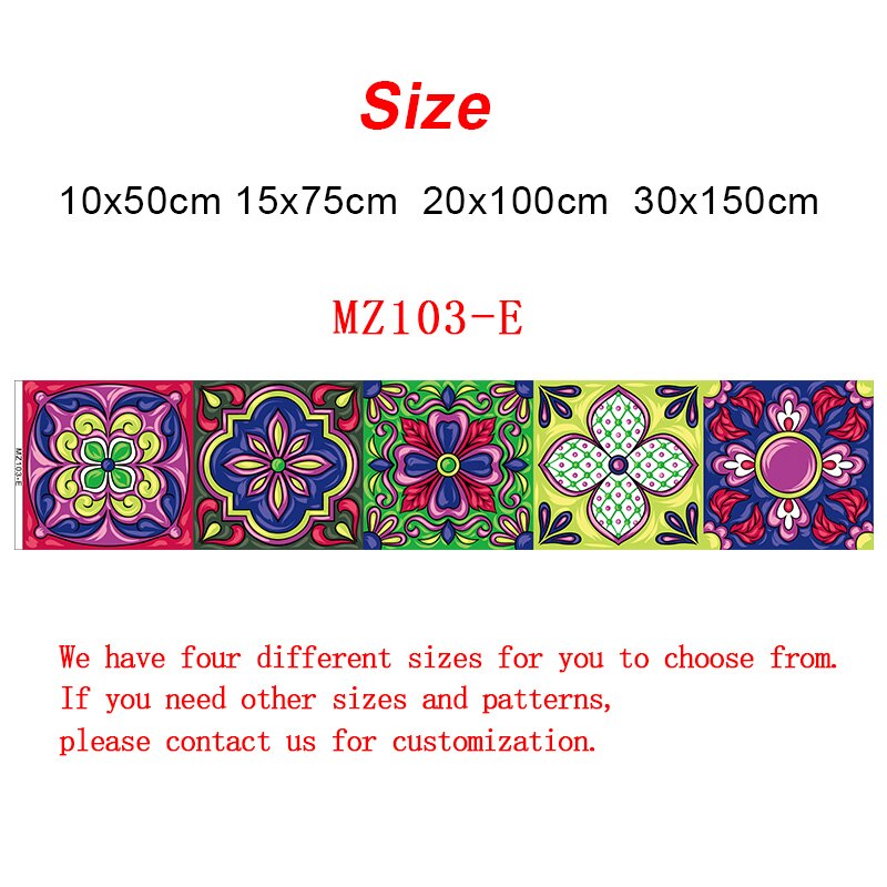 10/15/20/30cm coloré bande carreaux Stickers muraux salle de bains cuisine céramique décoration papier peint Peel & Stick vinyle Art peintures murales: MZ0103 E / 15cmX75cmX1pc