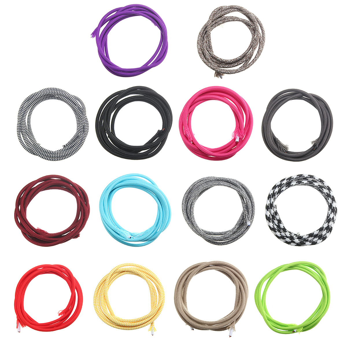 200 cm 2 Ader Stoff Kabel Muticolor Jahrgang Twist Geflochtene Stoff Licht Kabel Tuch Elektrische Draht Kronleuchter Anhänger Lampe Drähte