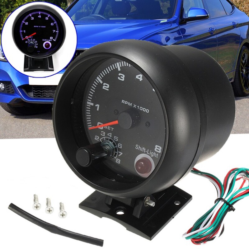 Waterdichte 12V Auto Led Shift Light 0-8000 Rpm Tachometers Tacho Gauge Meter Auto Auto Accessoires