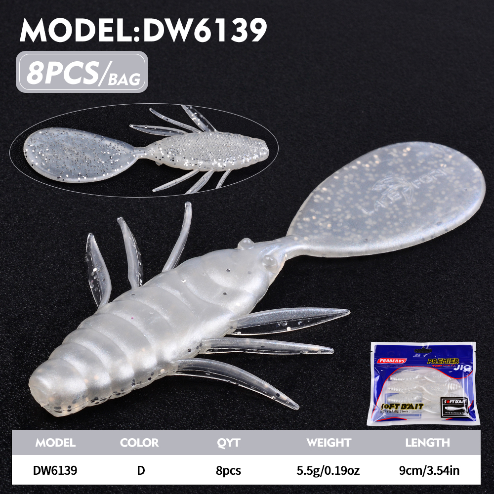 Isca Artificial de Silicone Proberos com Corpo de Peixe e Cauda Plana, 8 Peças/Pacote, Isca de Natação Oscilante de 9CM para Pesca de Esturjão em Água Salgada: Borgonha