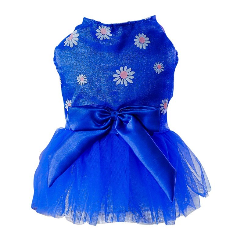 Hond Mesh Jurk Kleine Hond Bruiloft Zomer Tutu Jurk Boog Knoop Rok Voor Kleine En Middelgrote Honden Roupa Cachorro: Blauw / S