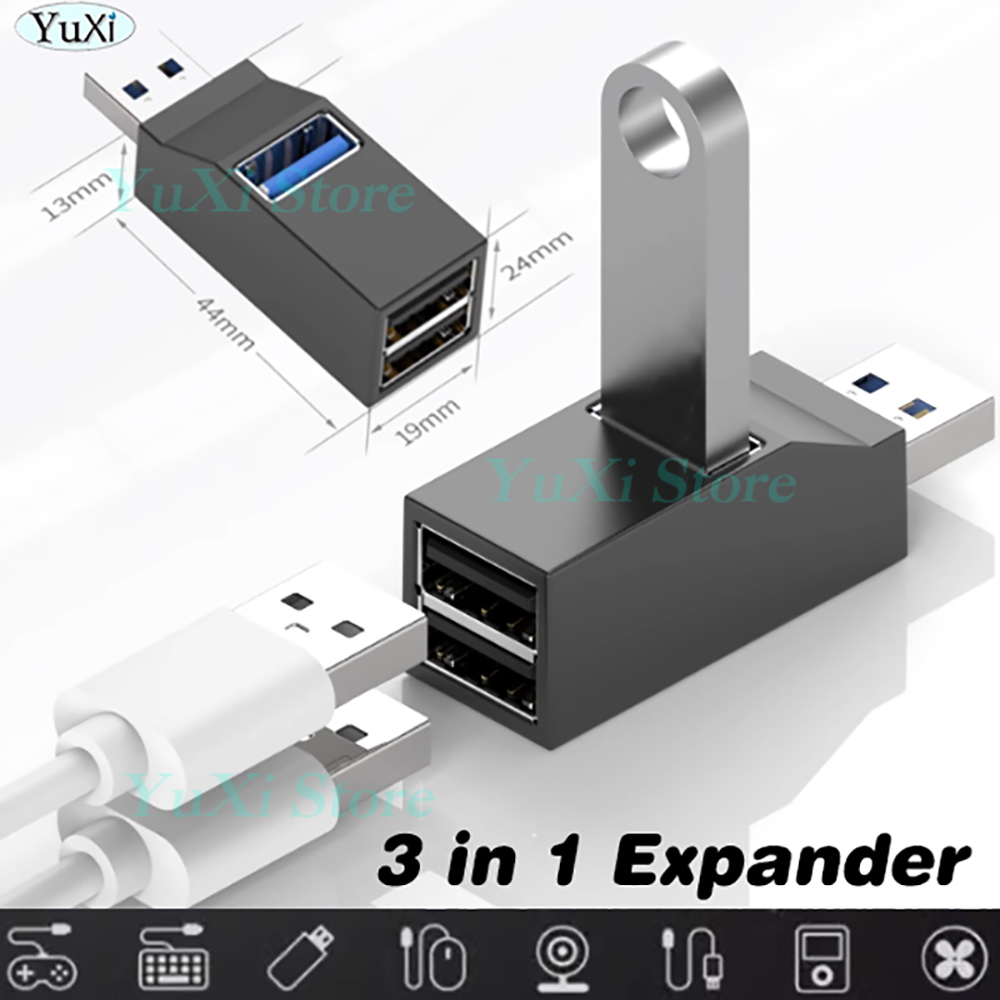 USB HUB-poort USB 3.0 Adapter Extender Mini Splitter Box 1 tot 3 poorten Hoge snelheid USB 2.0 voor laptop PC Schijfkaartconnector