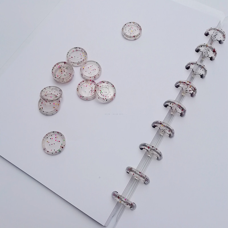 50PCS Flash Point Binding Rings Transparent Binding Disc Plastic Round Discs Button Binder Accessories Mushroom Hole Book Buckle