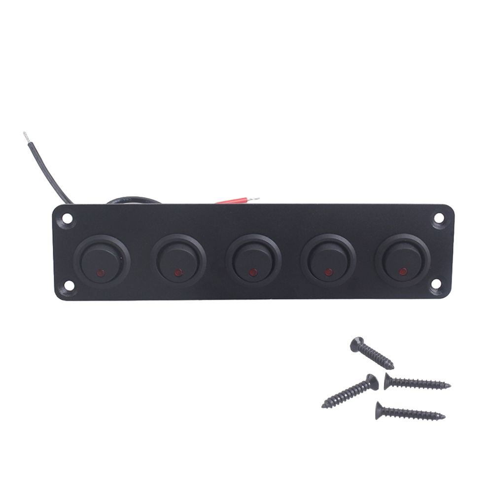 Panel de interruptor de palanca Universal de 12V, 1-5 entradas, USB, para coche, barco, camión, RV marino, accesorios de estilo LED azul, interruptor basculante marino: Lavanda