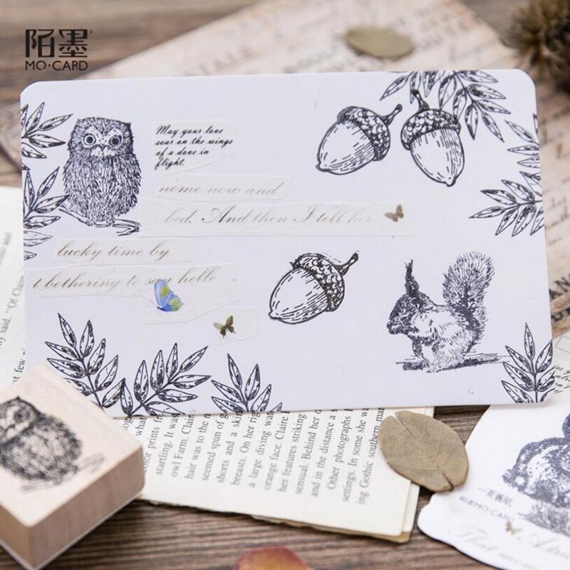 Vintage Bos dier serie uil Blad decoratie stempel houten stempels voor scrapbooking briefpapier DIY craft standaard stempel