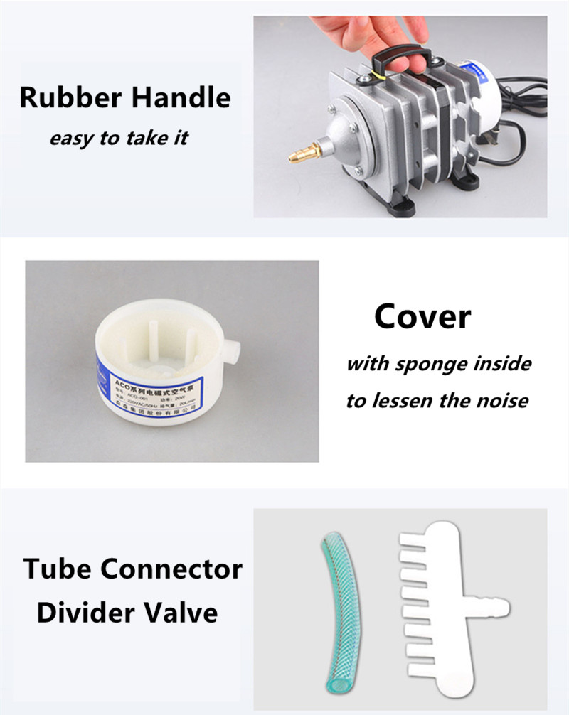 20/35/45W Electromagnetic Aquarium Air Compressor Super Fish Tank Pond Air Compressor Oxygen Pump With 6 Way Splitter Air Valve