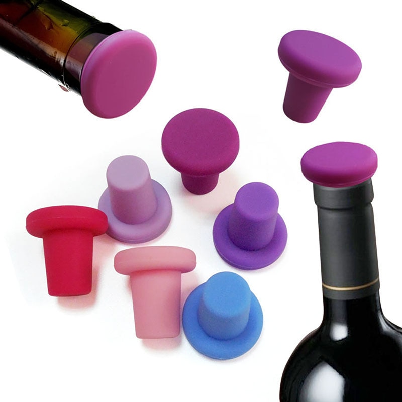 Bouchons colorés en silicone pour bouteille de vin,accessoire pour préserver et conserver le vin en famille ou au bar, , sûr et sain, 6 couleurs