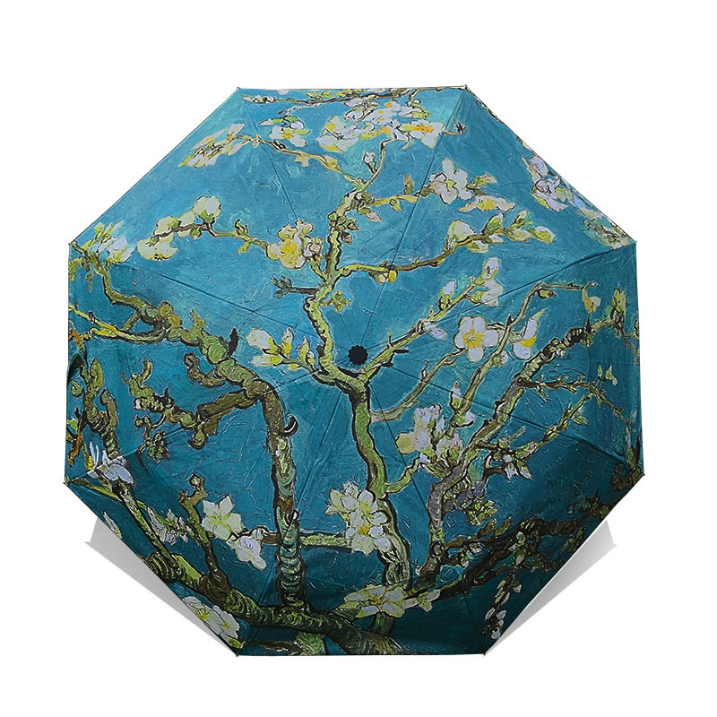 LISM-paraguas plegable para mujer, sombrilla con pintura de Van Gogh, arte chino Sakura, a prueba de viento, Anti-UV, YHS03: OUB17