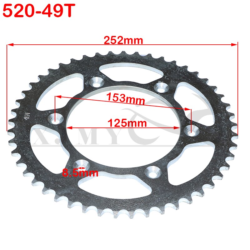 520 Chains 43T/45T/47T/49T Motorcycle Chain Sprockets Rear Back Sprocket For ATV Quad Pit Dirt Bike Motorcycle Motor Moped: 520-49T B