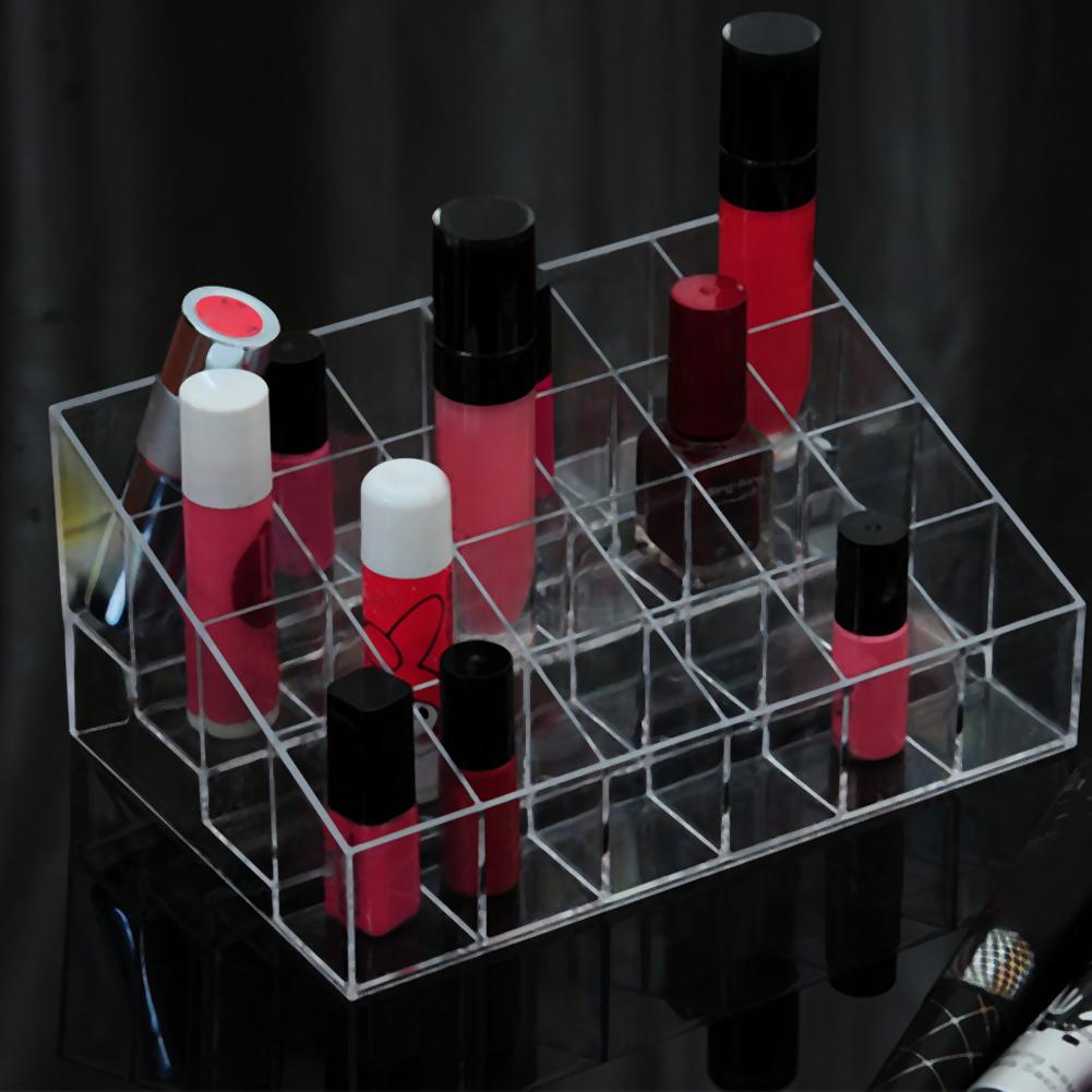 Estuche de acrílico transparente para 24 cosméticos, expositor de esmalte de uñas, estante vacío, organizador de joyas y cosméticos