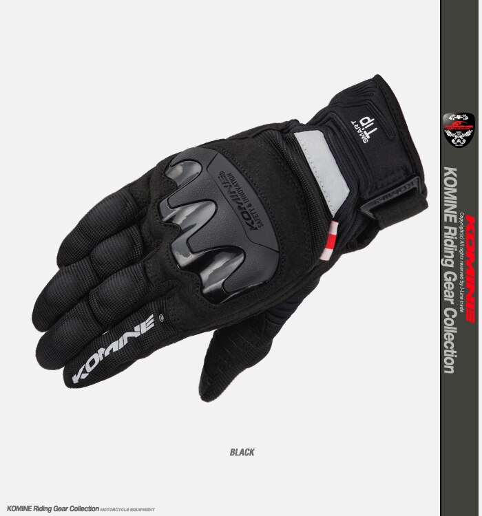 Guantes de malla de protección de GK-220 para motocicleta BMX Dirt Bike Riding Komine GK 220, guante de carrera para motocicleta: Black / XL
