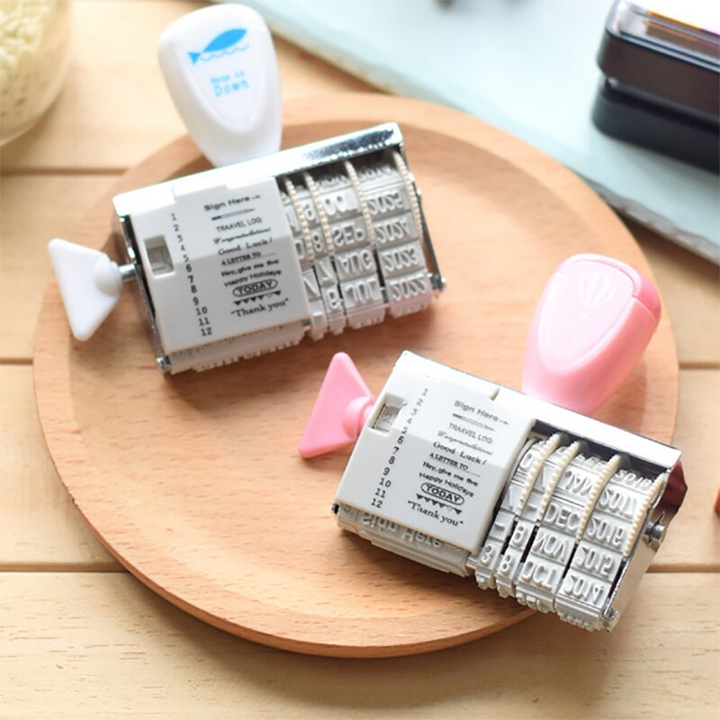 Koreanische Worte und Datum Tagebuch Briefmarken Rad Gummi Rolle Datum Stempel einstellen Stationäbetreffend Schule Schreibwaren Tagebuch Planer Zubehör