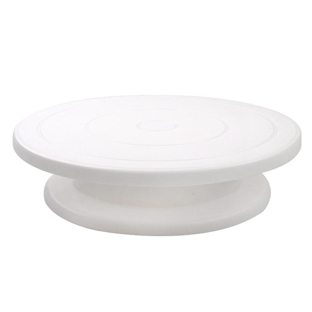 Plato giratorio de plástico para Tartas, soporte para decoración de pasteles, antideslizante, redondo, giratorio, para cocina, herramienta para hornear Pan: Blanco