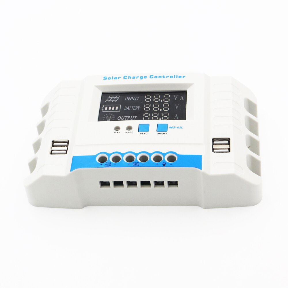 60A 50A 40A 30A 20A 10A 24V 12V Auto Solar Panel Battery Charger PWM LCD Display Solar Collector Regulator USB two Controller