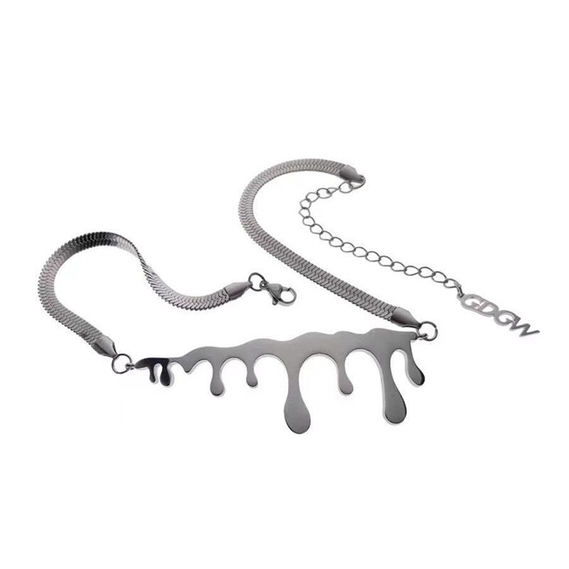 Dames Retro Koude Wind Titanium Stalen Ketting Creatieve Water Hanger Kraag Ketting Mode-sieraden Cadeau: a8-1