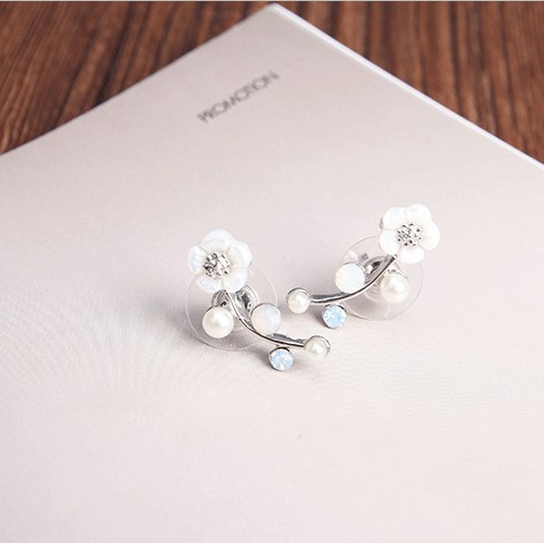 Korean Acrylic Flower Earrings For Women Long Tassel Transparent Crystal Earring Jewelry Wedding: Deep Purple