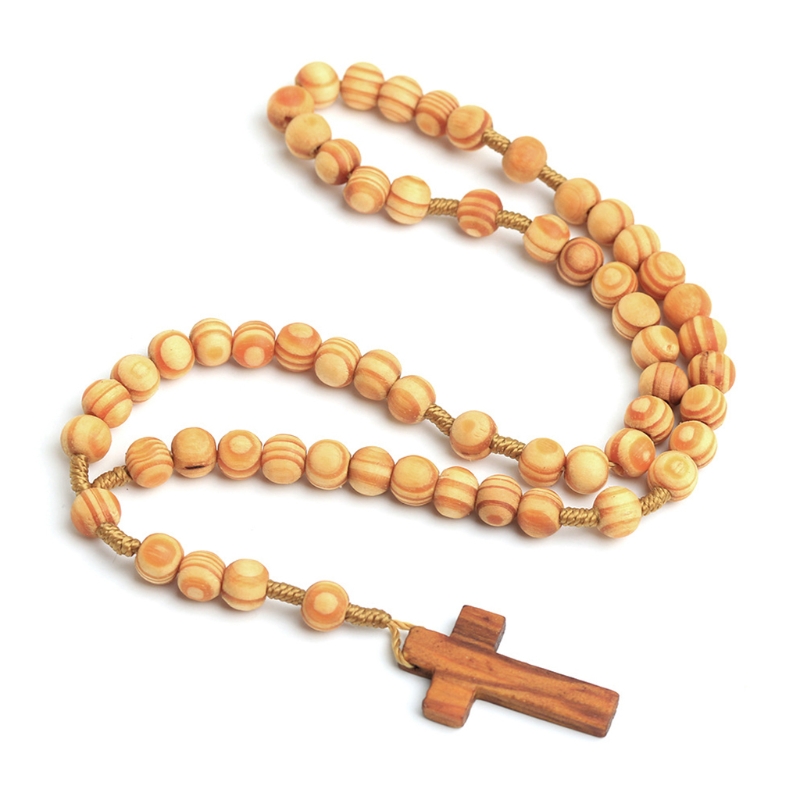 Retro rosenkrans pärlor halsband för kvinnor kors jesus hänge religiösa kristna smycken berlock