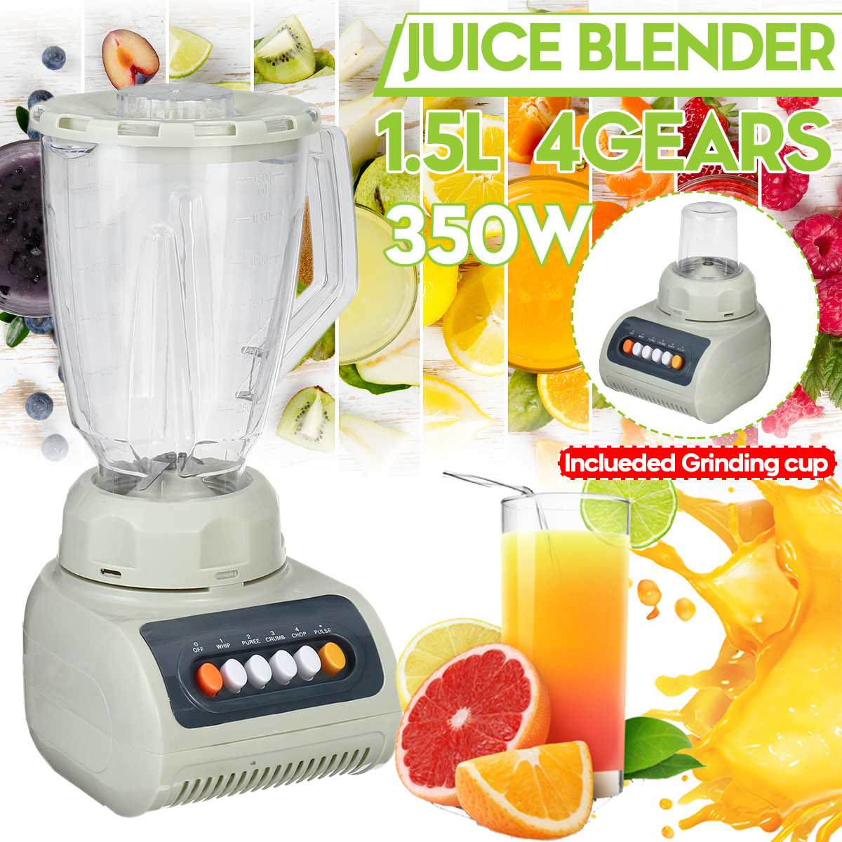 1.5L 4 Speed Fruit Vegetables blenders Cup 350W Home Kitchen Food Processor BPA FREE Electric Juicer Ice Smoothie Mixer Machine