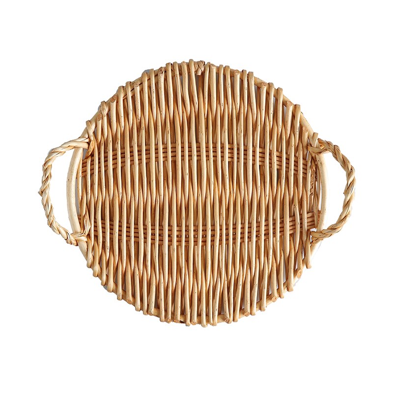 Plato de ratán hecho a mano, platos redondos de soporte para comida, plato para Sushi, fruta, tostada torta, servicio de postre, platos, comedor, decoración del hogar