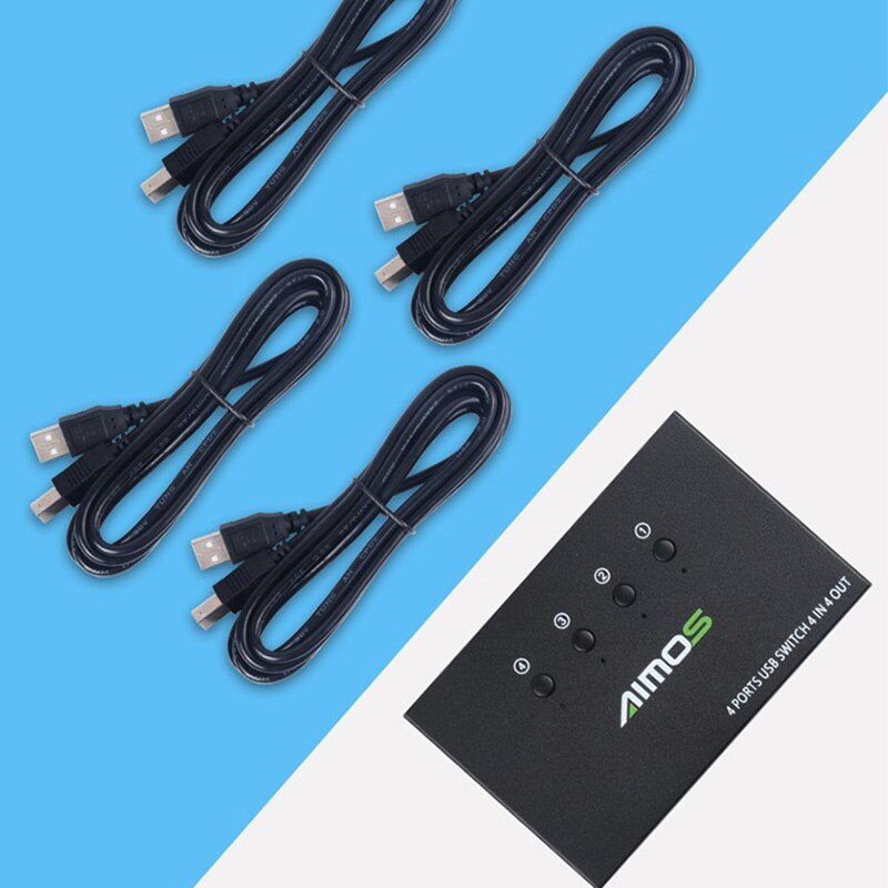 4K USB HDMI KVM Switch Box 4Kx2L HDMI KVM Switch (with 4 USB Cables)