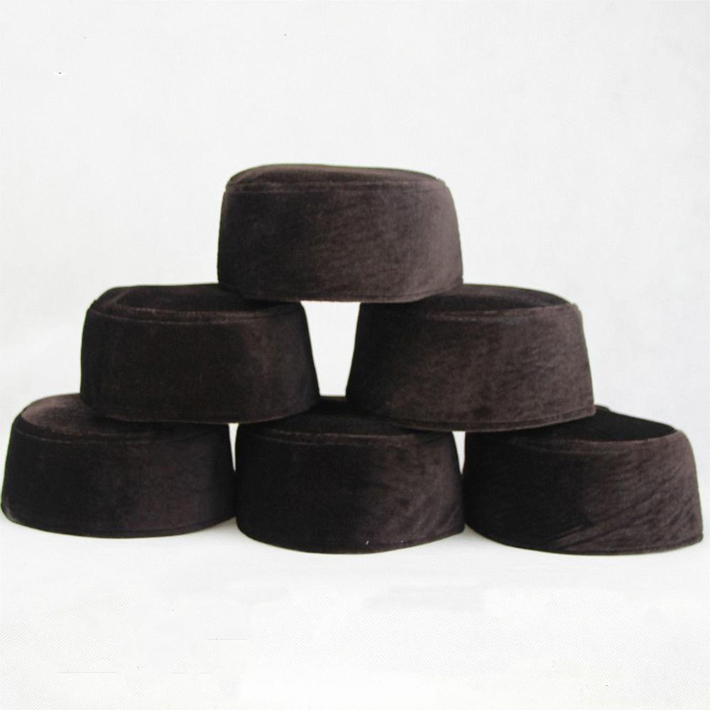 Chapeau Musulman en velours pour hommes, chapeau de prière d&#39;hiver, couvre-chef islamique, casquette Hijab arabe