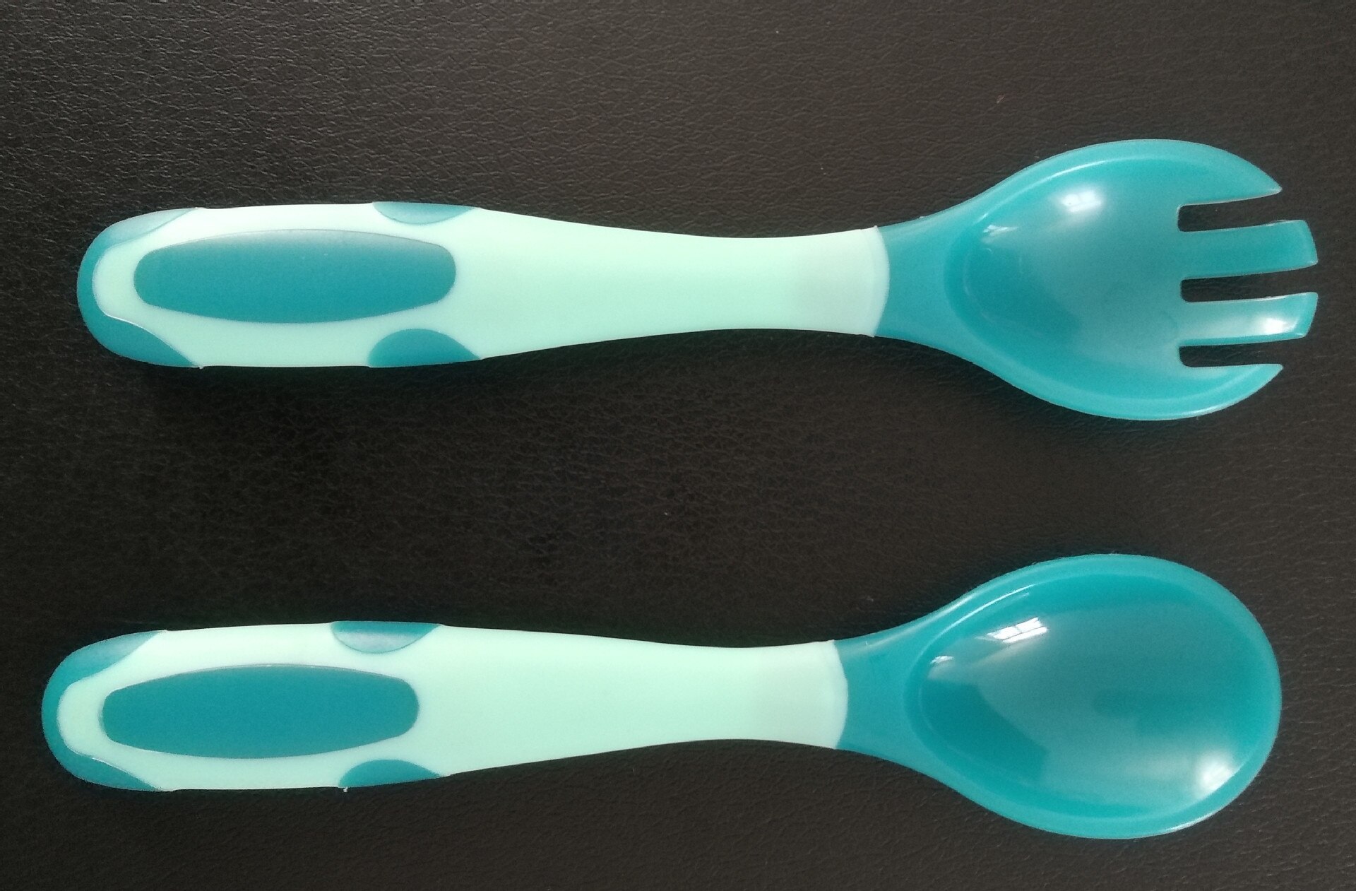 Baby Silicon Spoon Fork With Case Baby Safety Temperature Heat Sensing Feeding Spoon Kids Children Flatware Feeding Spoons: Blue(no case )