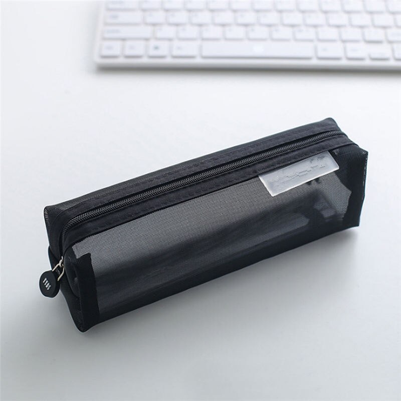 Estuches de lápices transparentes para niñas, 1 unidad, artículos para la mochila del colegio, estuche de papelería, caja de lápices Kawaii: black