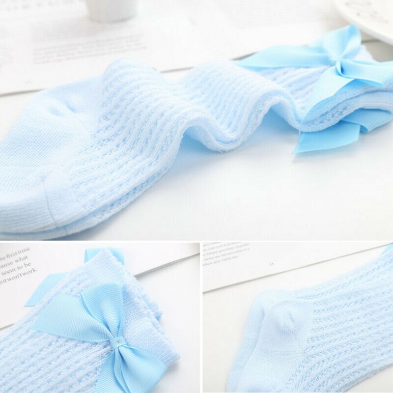Baby Meisjes 3/4 Knie Hoge Spaanse Stijl Plain Geribbelde Kousen 0-3 Jaar Baby Mesh Leuke Beenwarmers