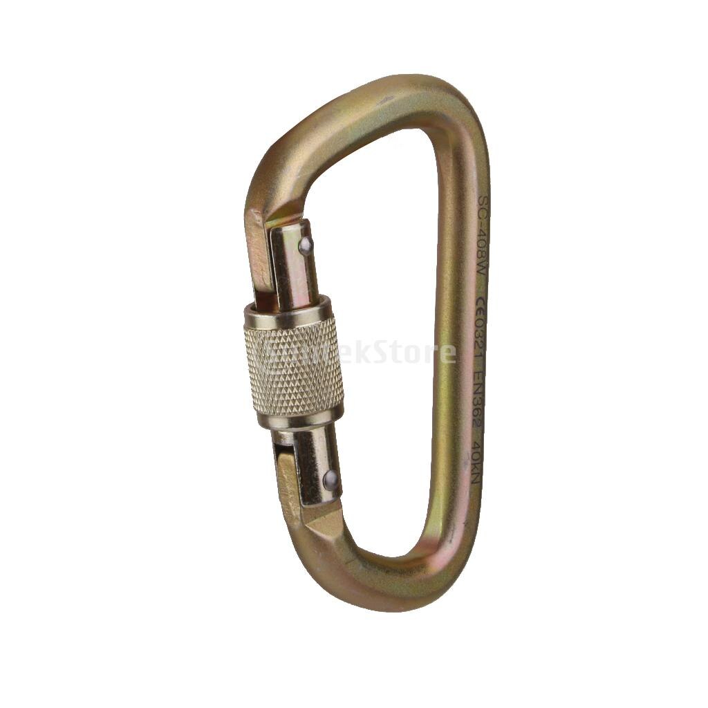 40KN Heavy Duty D-Shape Carabiner Screw Locking for Rock Climbing Moutaineering