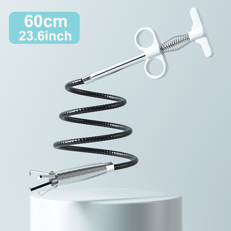 Sewer Pipe Unblocker Serpentine Spring Pipe Dredging Tool Kitchen Sink Bathroom Sewer Cleaning Tool 160cm Kitchen Accessories: 60cm white
