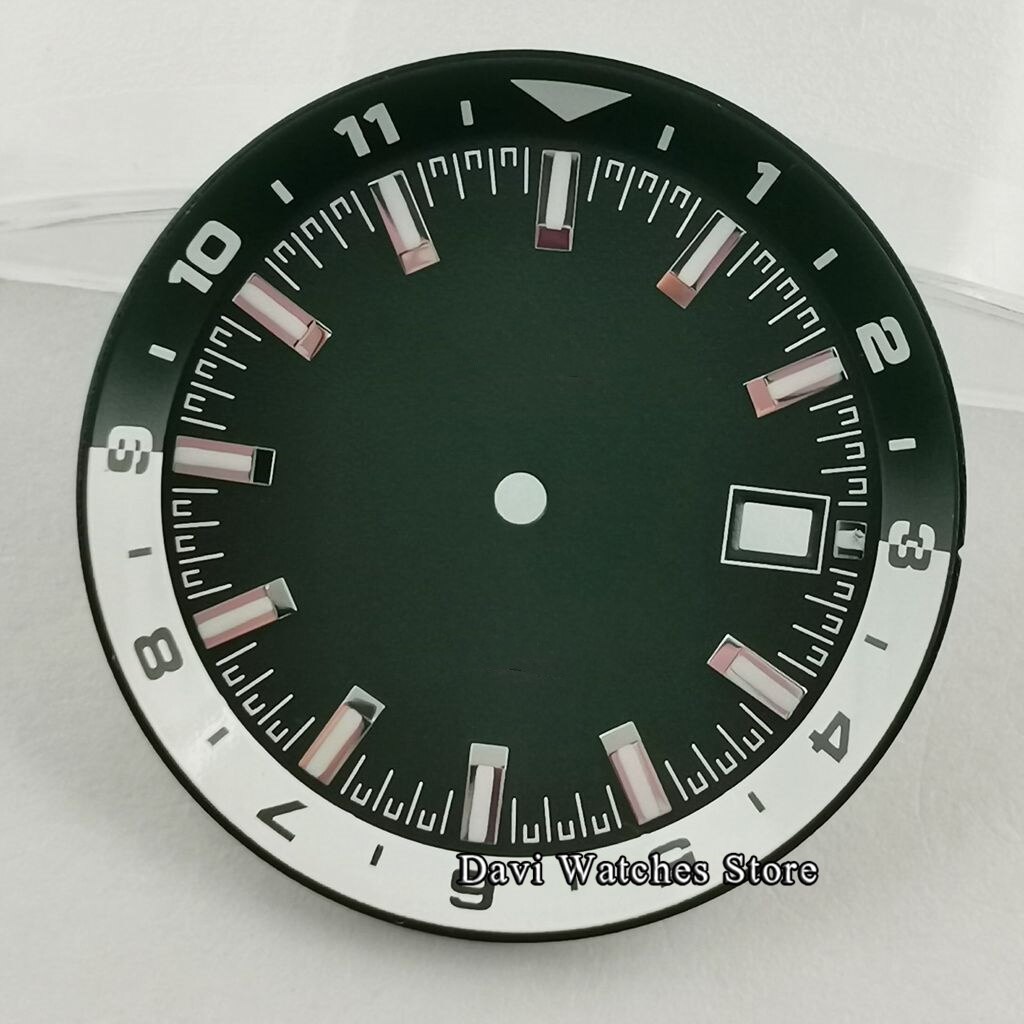 36.5mm Sterile Watch Dial Green Luminous Black/White/Blue Dial Fit NH35 NH35A automatic movement: A4