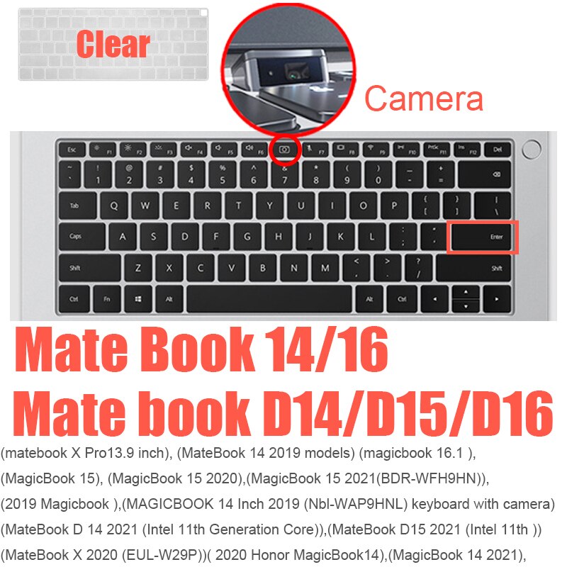 Tastatur Abdeckung für Huawei MateBook 13S 14S D14 15 16 X Profi 13 zoll E B B3 B5 Laptop magicbook Schutz Haut Film fallen Silikon: matebook14 16