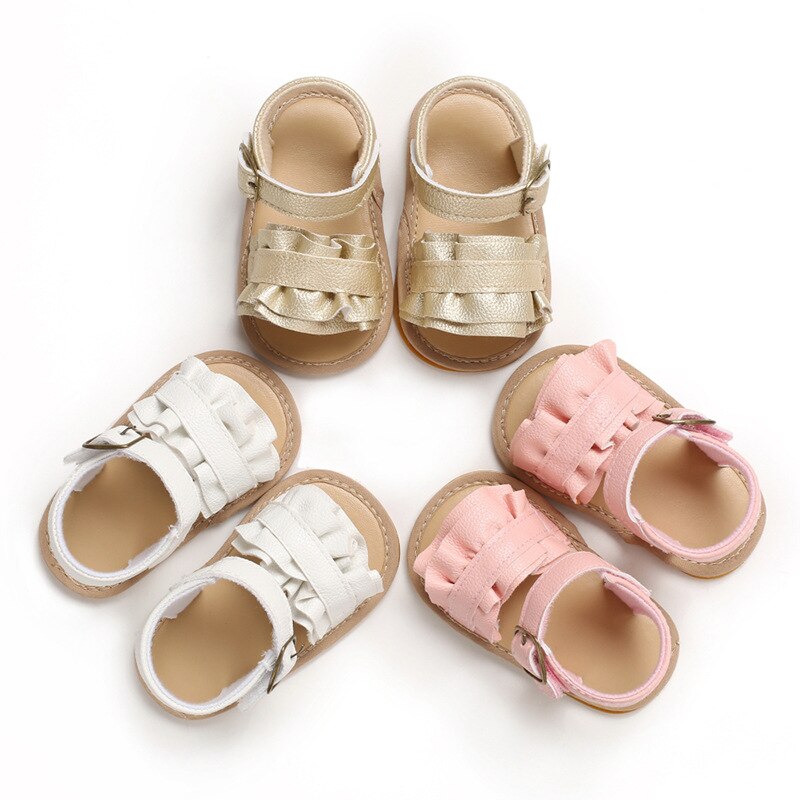 2020 infantil do bebê sapatos da menina da criança sandálias apartamentos premium sola de borracha macia antiderrapante flor de verão rendas berço primeiro walker sapatos