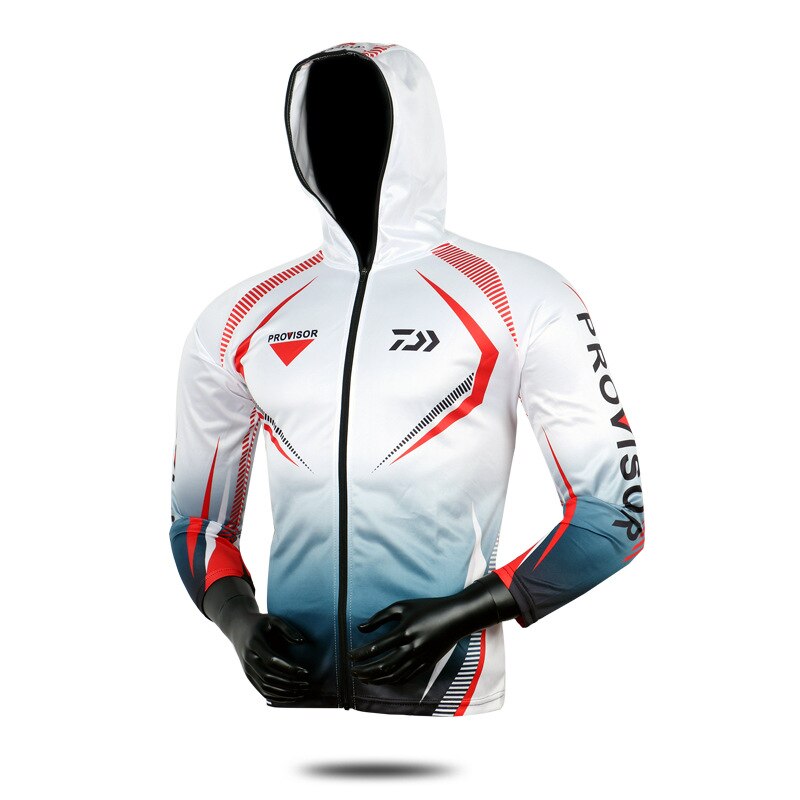 DAIWA Hoodies Fishing Clothing Long Sleeve Outdoor Breathable Fishing Shirts Anti UV Quick Dry Cycling Hiking Clothes Camisas: L / White