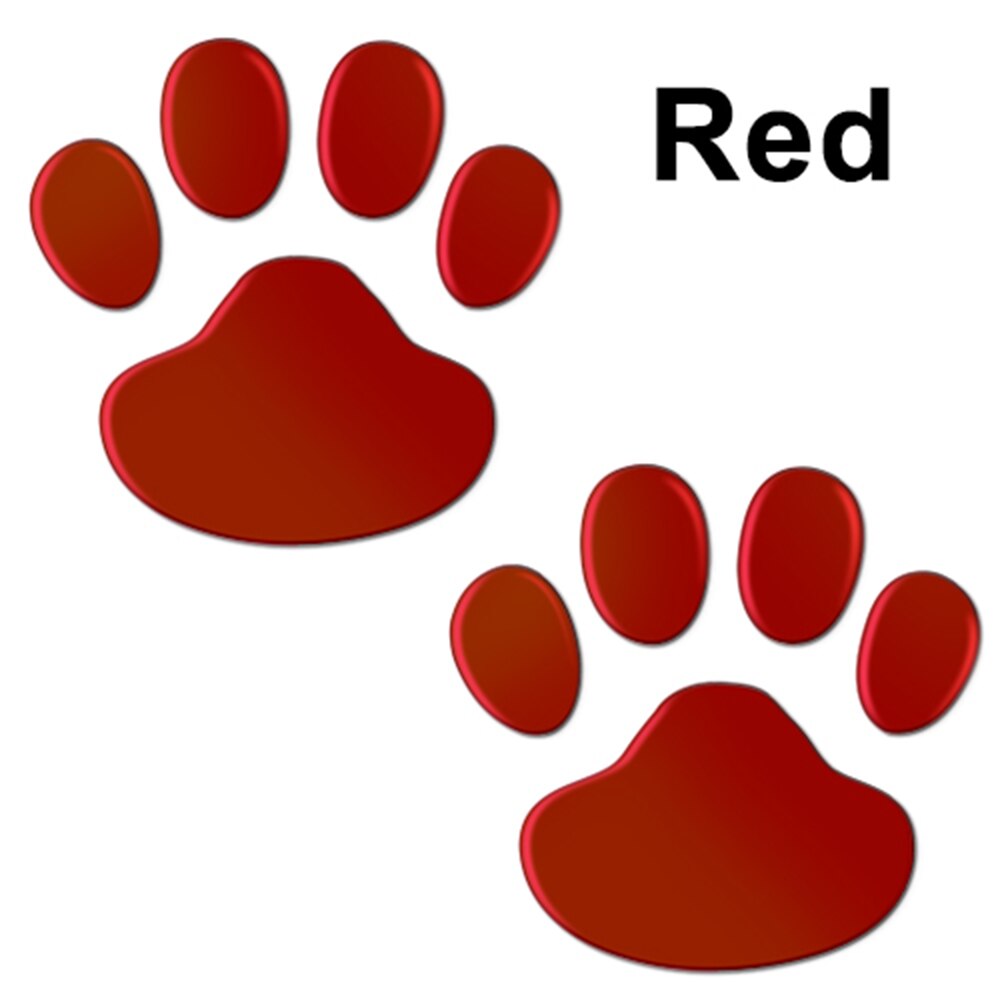 2 stk/sæt 3d bil klistermærke seje pote dyr hund kat bjørn fodtryk fodaftryk mærkat bil klistermærker sølv rød sort gylden: Rød